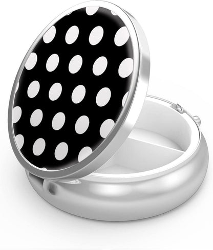 Pillendose Tragbarer Medizin Organizer Schwarz Weiß Punkt