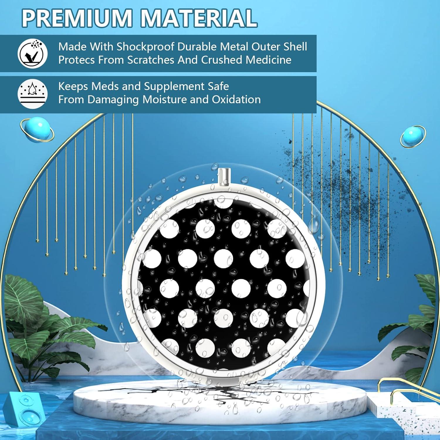 Schwarze Weiße Punkte Pillendose 3 Fächer Metall Organizer