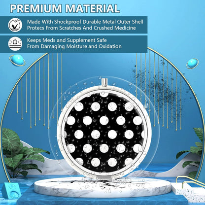 Schwarze Weiße Punkte Pillendose 3 Fächer Metall Organizer