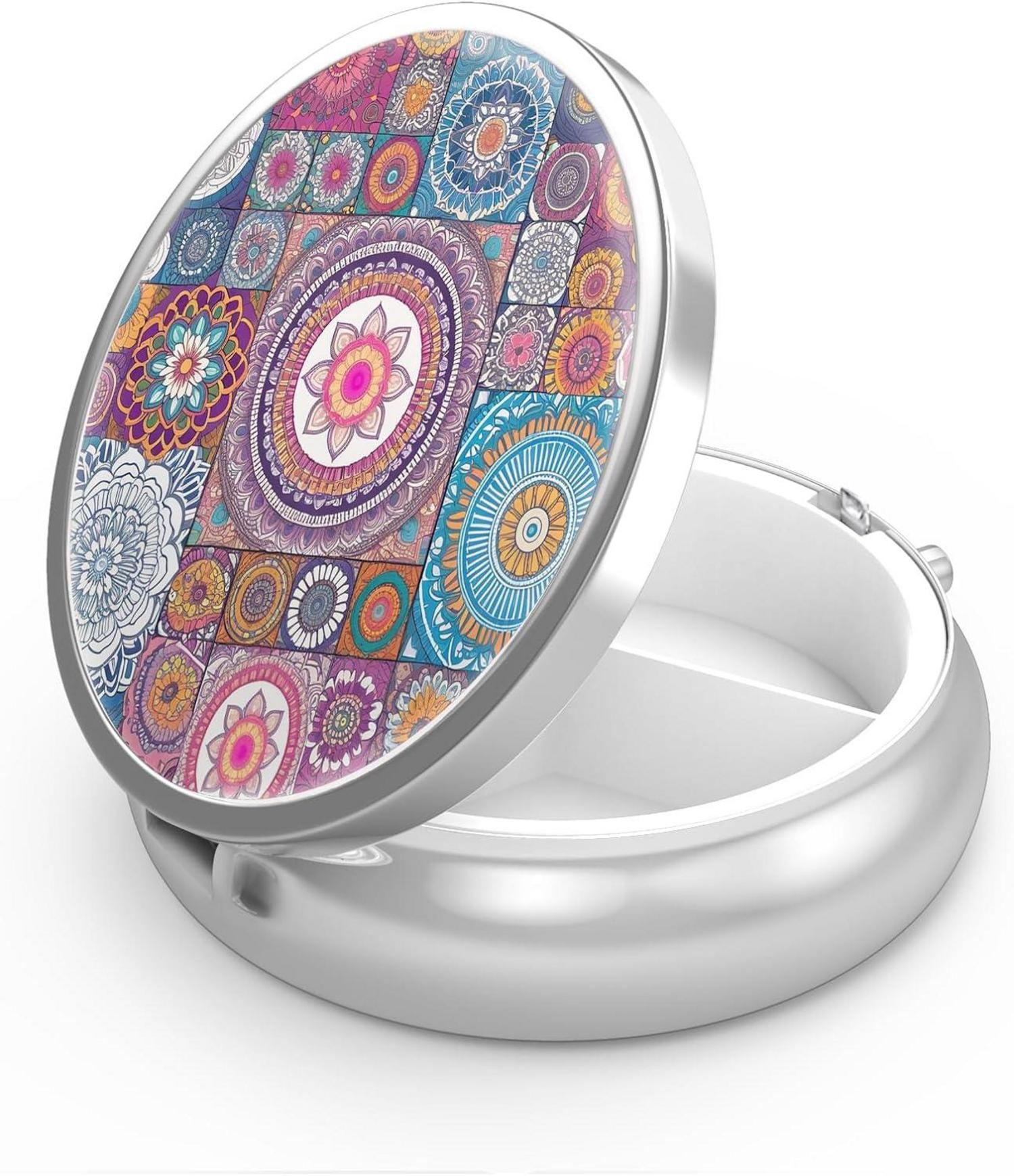 Pillendose 3 Fächer Medizin Tragbare Dekorative Metall Vitamin