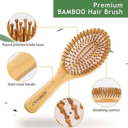 4er Bambus Haarbürste Set Naturhaarbürste Geschenkset für