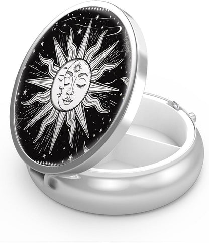 Pillendose 3 Fächer Medizin Vitamin Organizer Sonne Mond 01