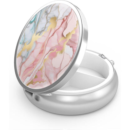 Tragbare Pillendose 3 Fächer Metall Organizer Orange Pink