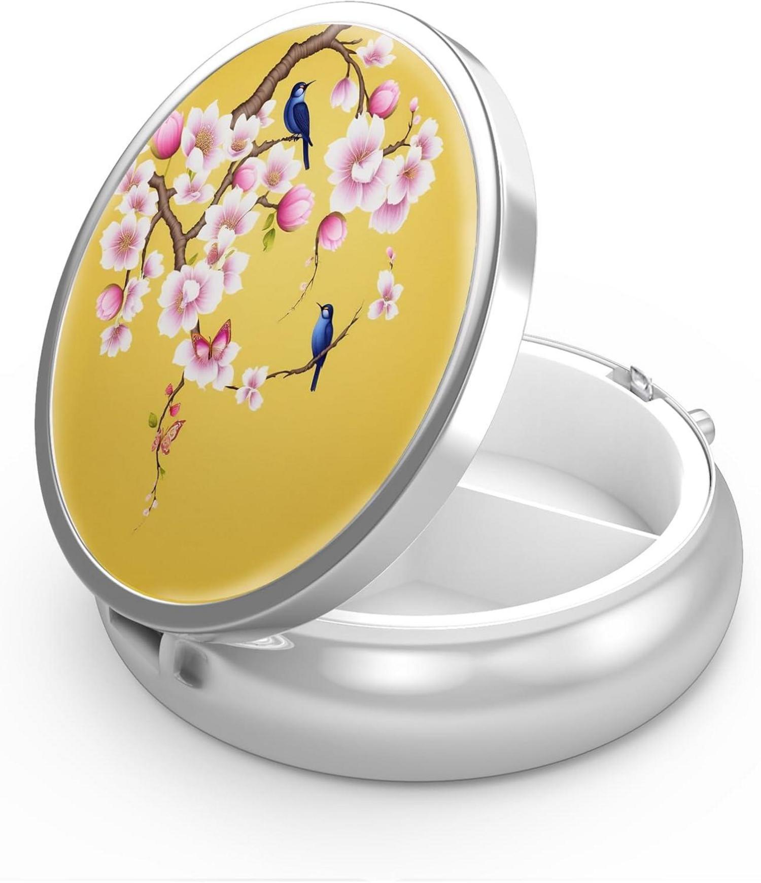 Pillendose Tragbare Medizin Vitamin Organizer Pfirsichblüte