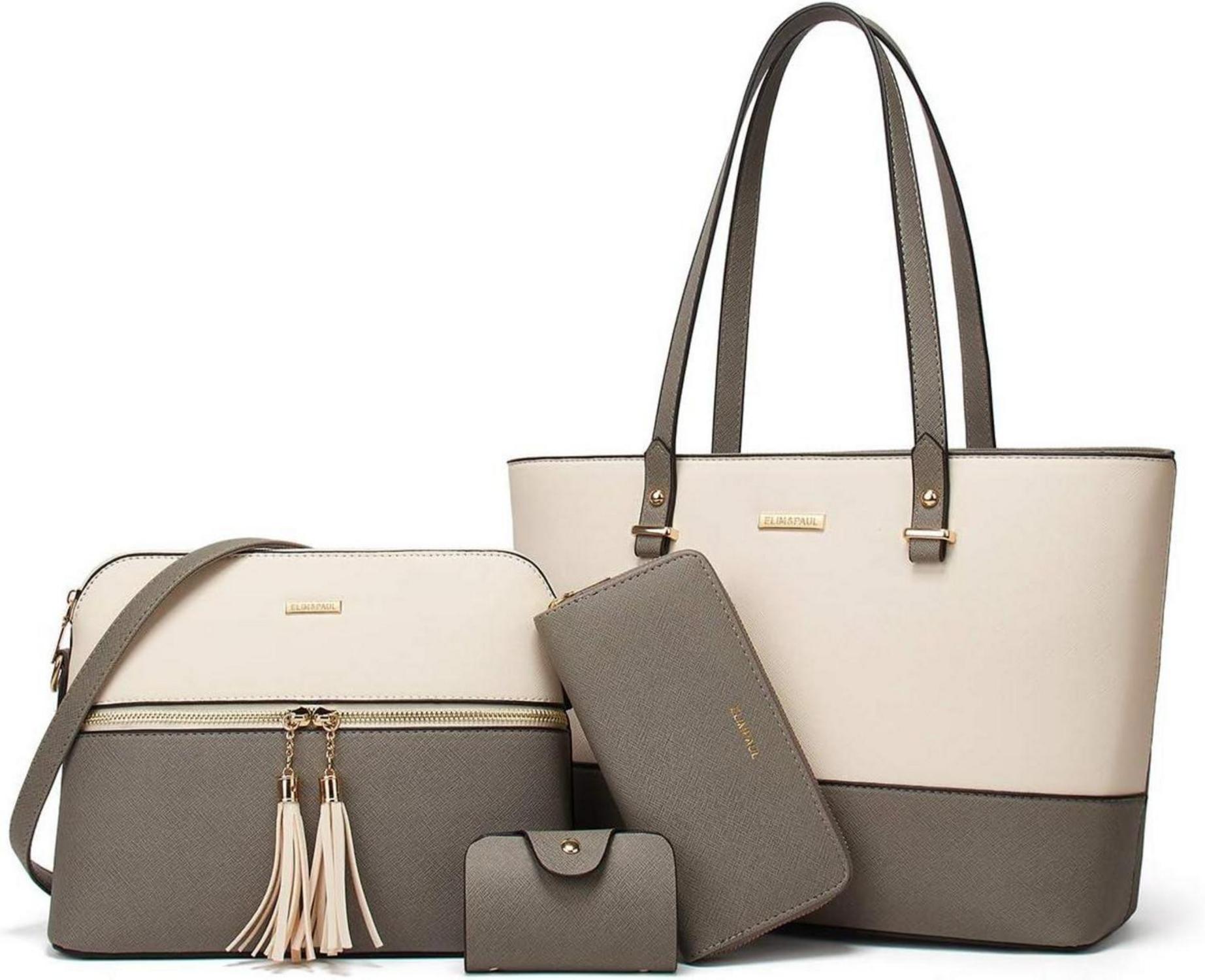 Damen Handtasche Set Tote Schultertasche Umhängetasche 4-teilig