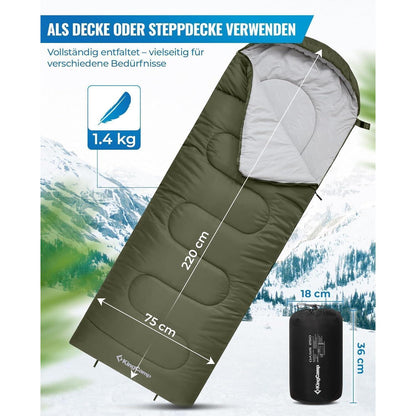 Deckenschlafsack Camping Outdoor 3-4 Jahreszeiten Erwachsene