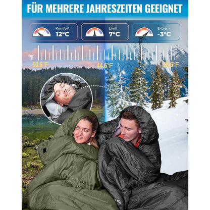 Deckenschlafsack Camping Outdoor 3-4 Jahreszeiten Erwachsene