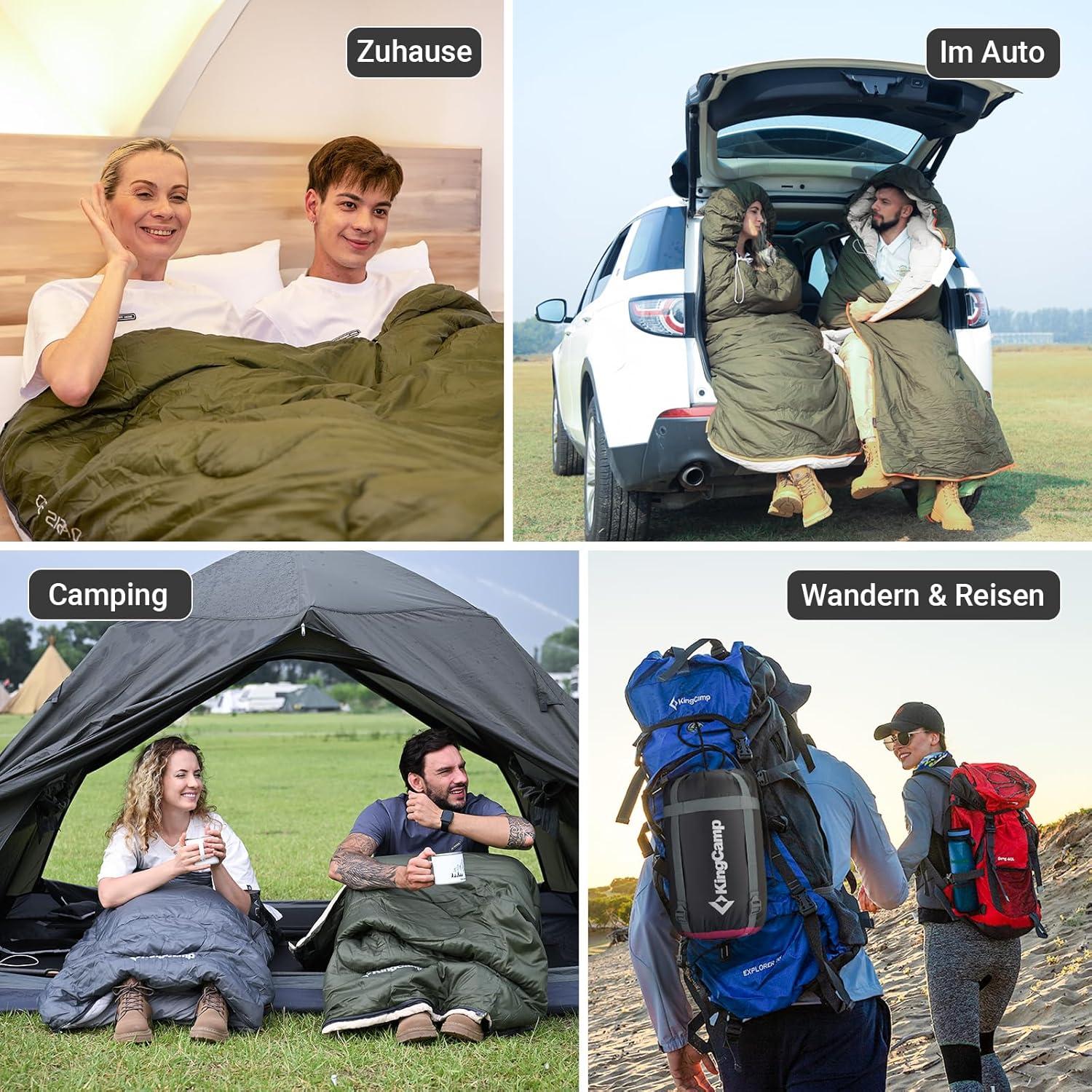 KingCamp Schlafsack Deckenschlafsack Ultraleicht Camping 3-4 Jahreszeiten Warm