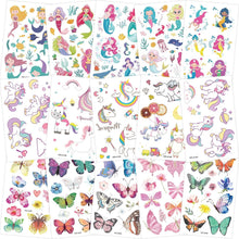 Kinder Tattoo Sticker Set Mädchen Schmetterling Einhorn Meerjungfrau