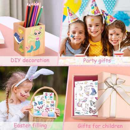 150+ Kinder Tattoo Sticker Mädchen Schmetterling Einhorn Meerjungfrau