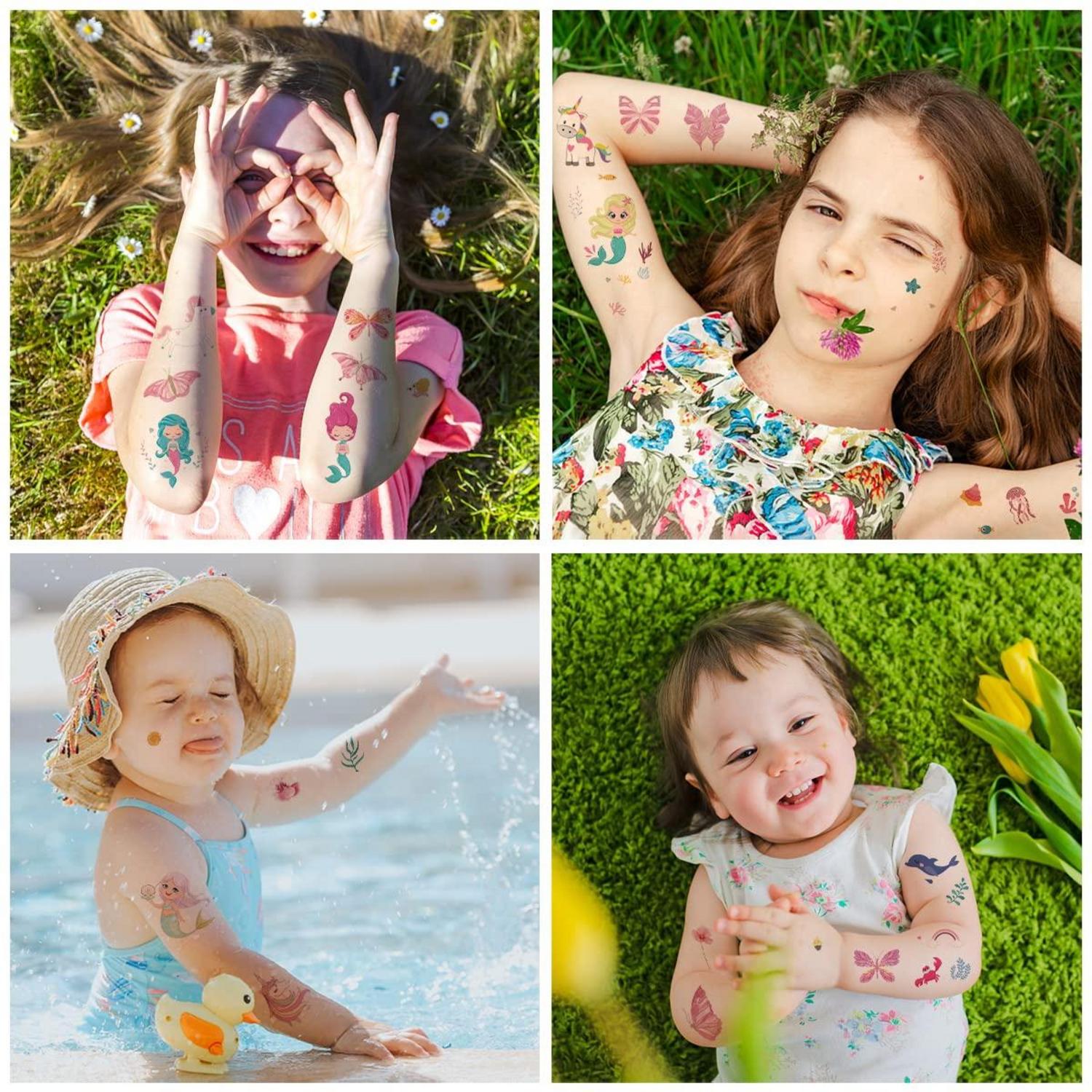 150+ Kinder Tattoo Sticker Mädchen Schmetterling Einhorn Meerjungfrau