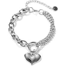 Damen Armband Edelstahl mit Herz Anhänger in Silberfarbe
