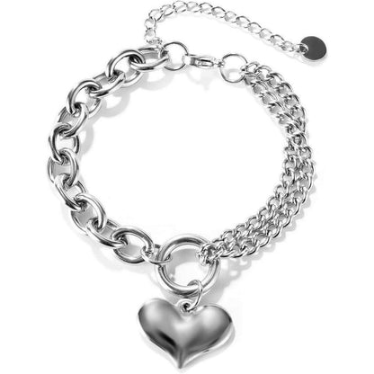 Damen Armband Edelstahl mit Herz Anhänger in Silberfarbe