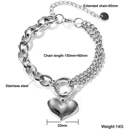 Damen Armband Edelstahl mit Herz Anhänger in Silberfarbe