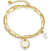 OSTAN Damen Armband mit Herz Anhänger aus Edelstahl