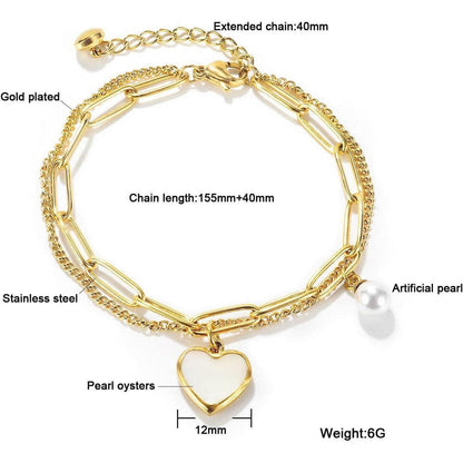 OSTAN Damen Armband mit Herz Anhänger aus Edelstahl