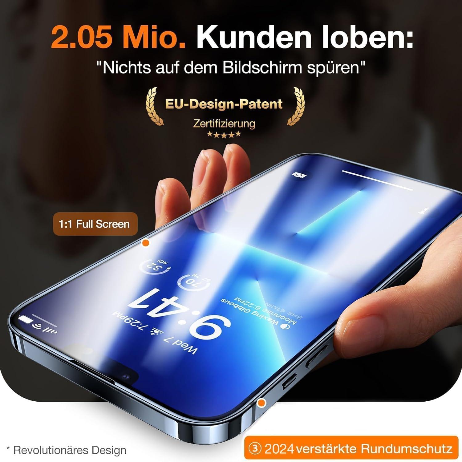 TORRAS iPhone 13 Mini Panzerglas Schutzfolie 9H+ 2 Stücke Transparent