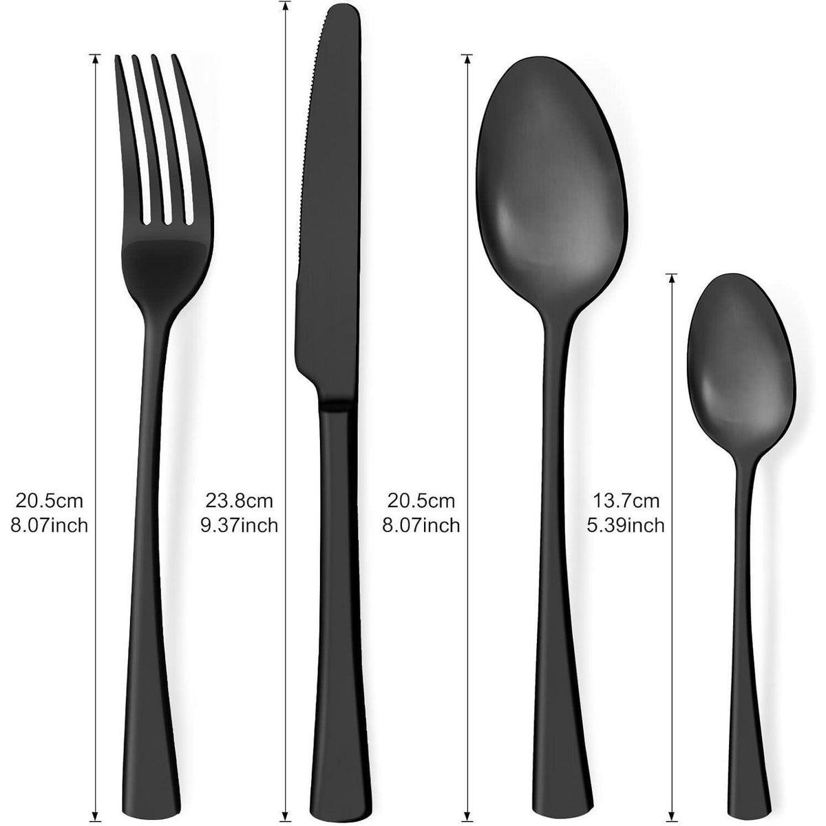 Edelstahl Besteckset Schwarz Matt für 6 Personen, 24-teilig