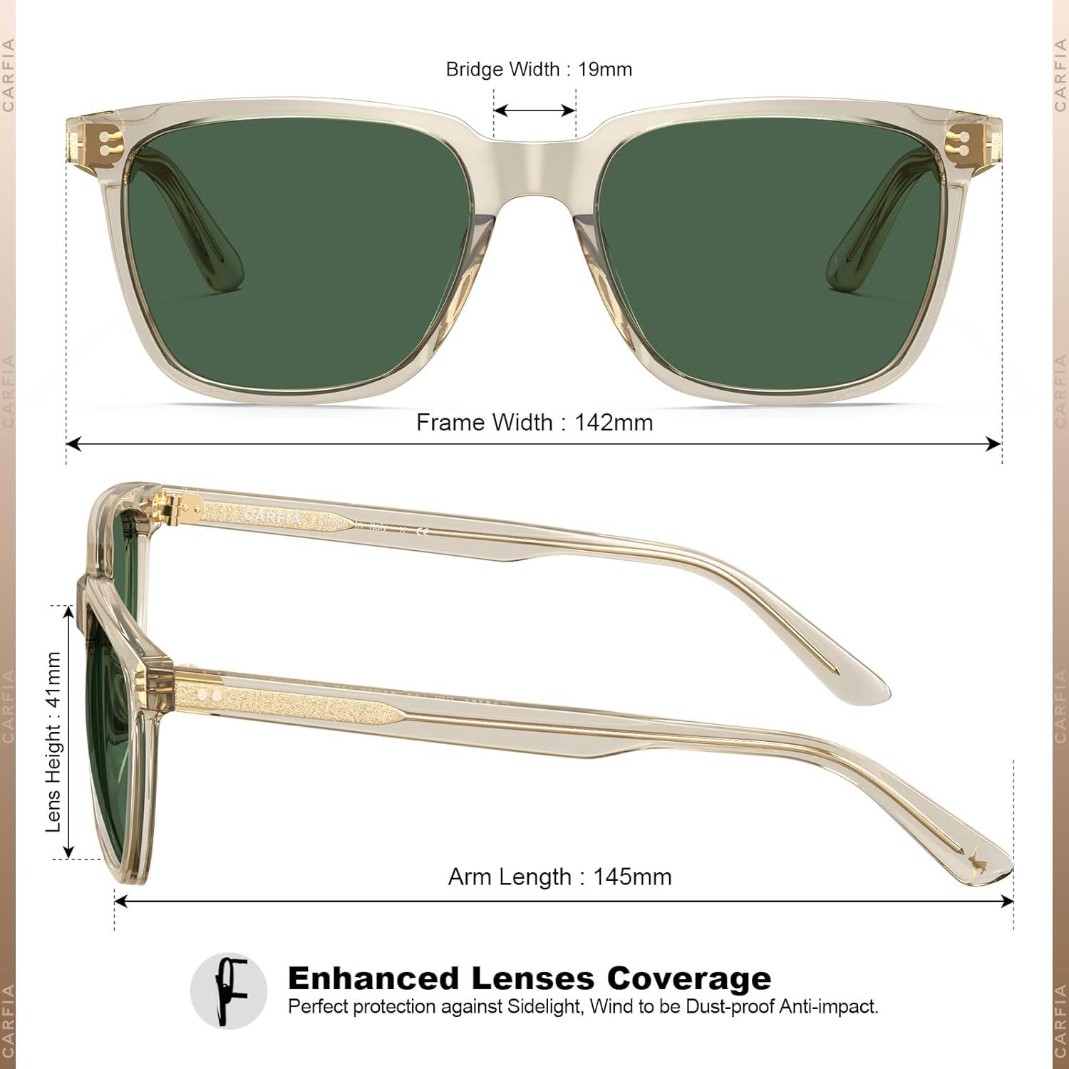 CARFIA Herren Sonnenbrille Polarisiert Rechteckig UV-Schutz