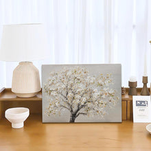 Blumiges Cerasus Baum Leinwandbild mit Rahmen 30x40cm Braun