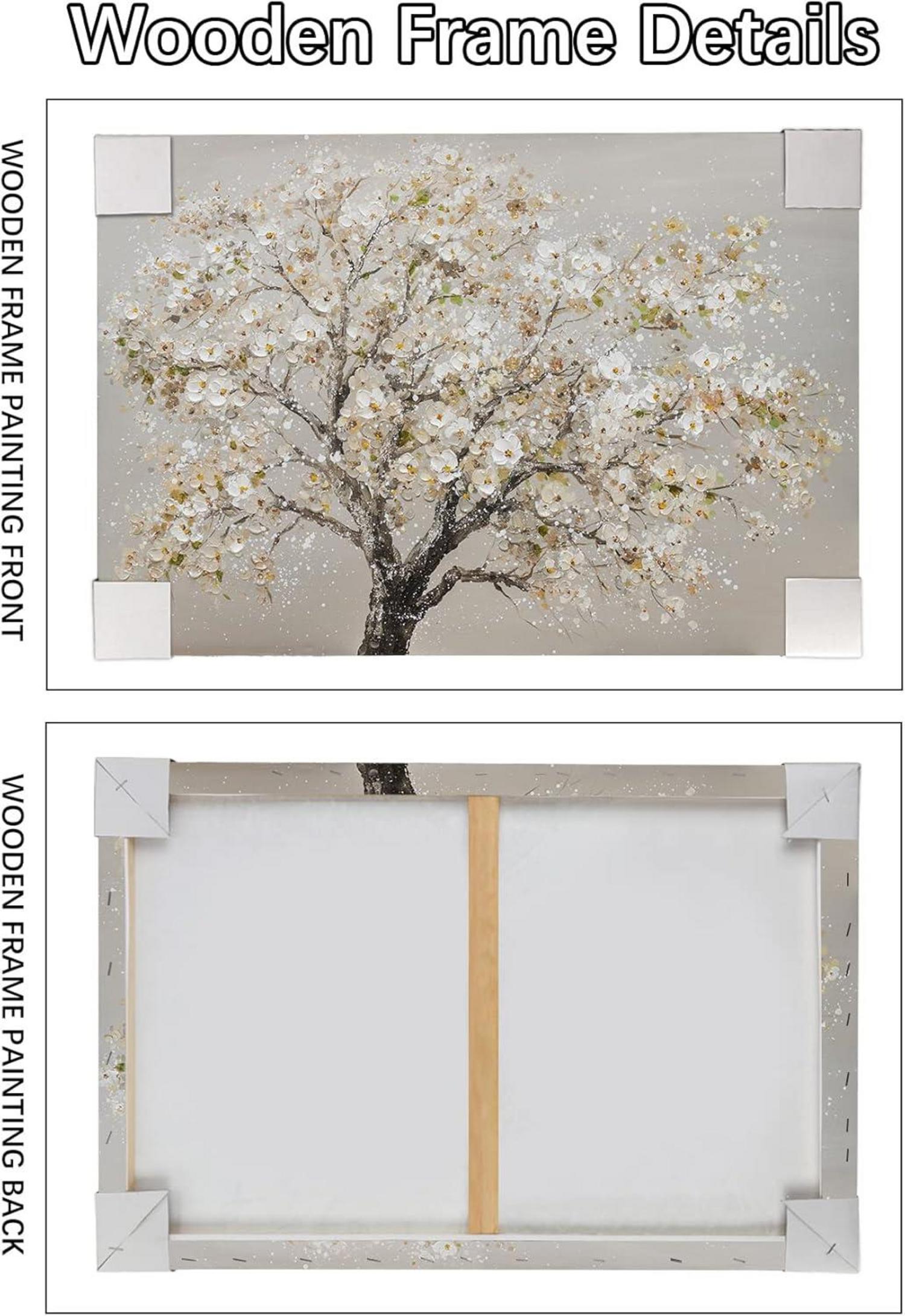 Blumiges Baum Leinwandbild Braun 30x40cm Rahmen Wanddekoration