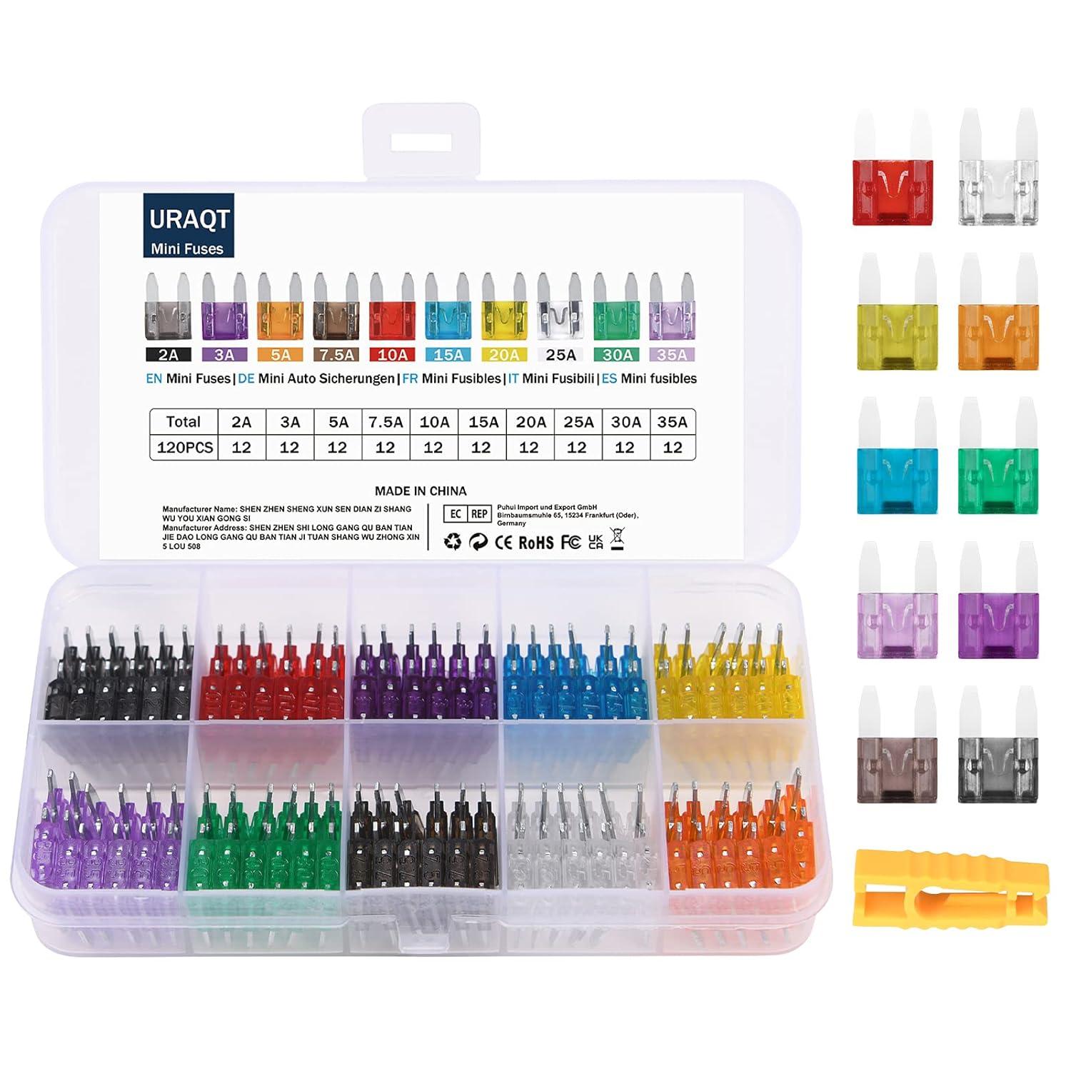 Sicherungen Set 120-tlg. Mini Auto Sicherung Aufbewahrungsbox URAQT