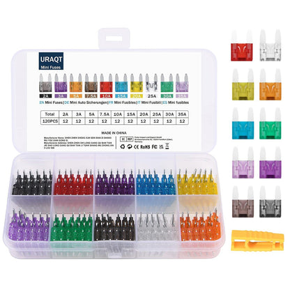 Sicherungen Set 120-tlg. Mini Auto Sicherung Aufbewahrungsbox URAQT