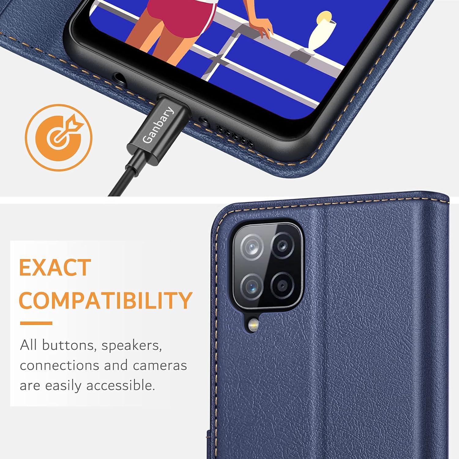 Handyhülle Samsung Galaxy A12/M12 Leder Tasche Flipcase Blau