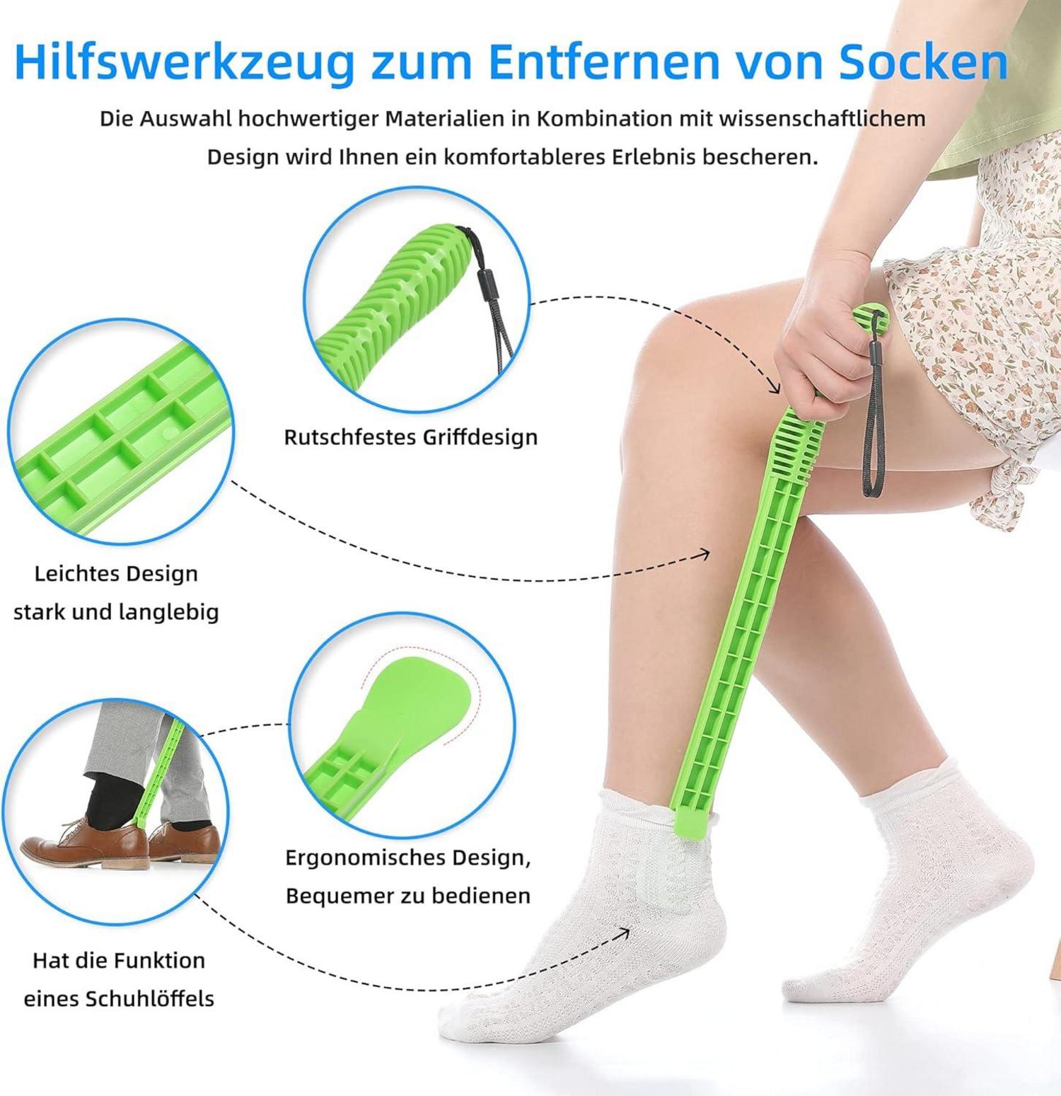 Anziehhilfe für Socken und Hosen - Sockenanzieher für ältere Behinderte