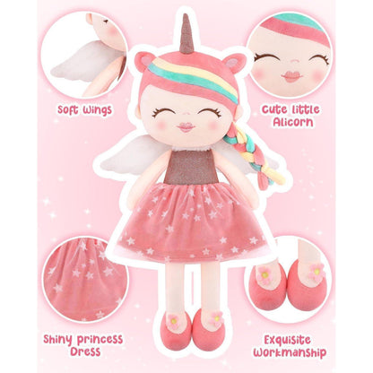 Einhorn Plüschpuppe Mädchen 40cm Weiche Stoffpuppe Geschenk