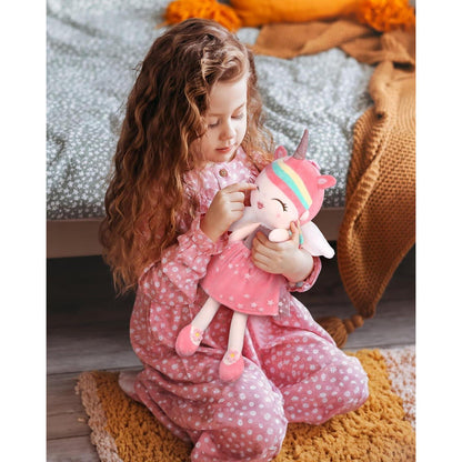 Einhorn Plüschpuppe Mädchen 40cm Weiche Stoffpuppe Geschenk