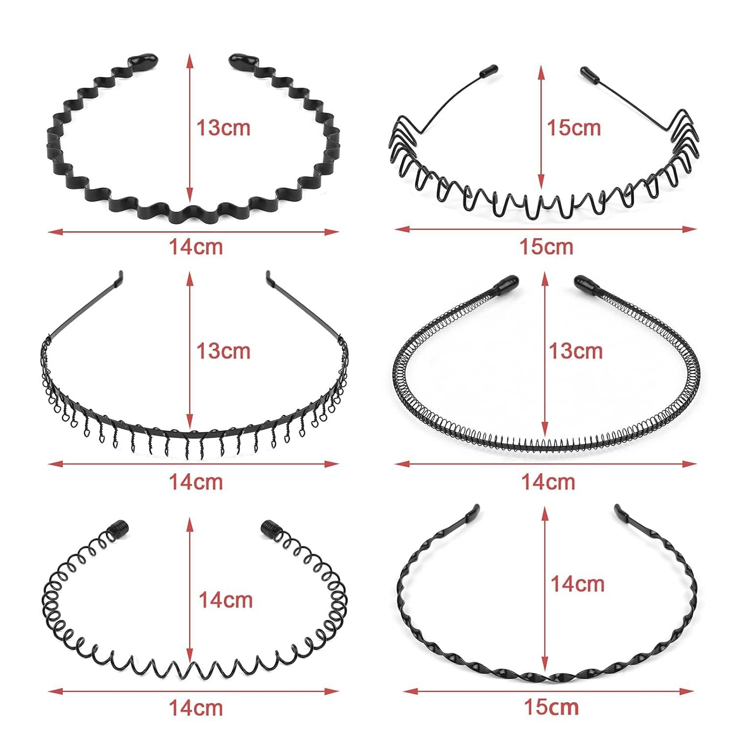 Metall Haarreifen Set 6 Stück Schwarz Stirnband Zubehör
