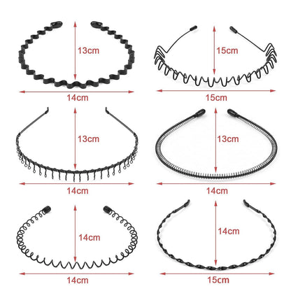 Metall Haarreifen Set 6 Stück Schwarz Stirnband Zubehör