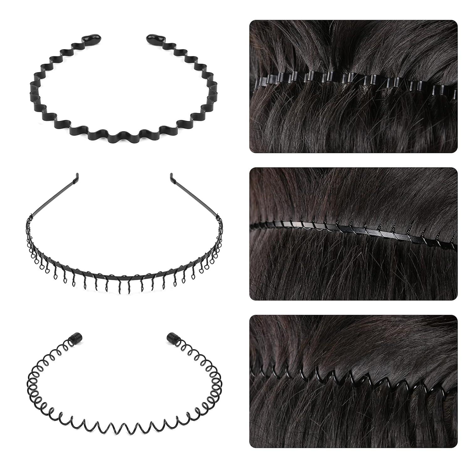 6er Set Schwarz URAQT Metall Haarreifen Stirnbänder für Damen Herren