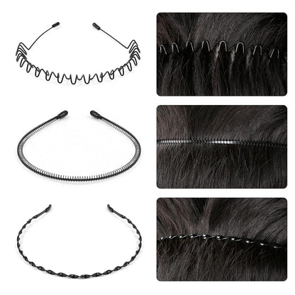 6er Set Schwarz Metall Haarreifen Unisex Stirnband Haarband Set