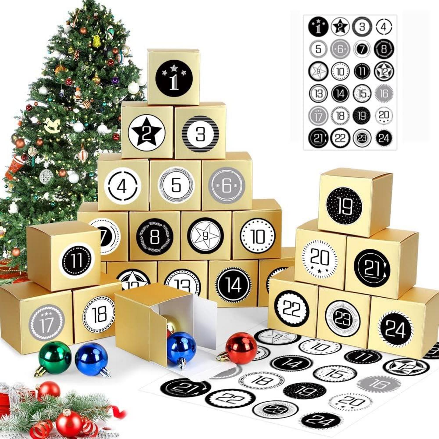 Adventskalender Schachteln DIY Geschenkboxen Befüllen Zahlenaufklebern