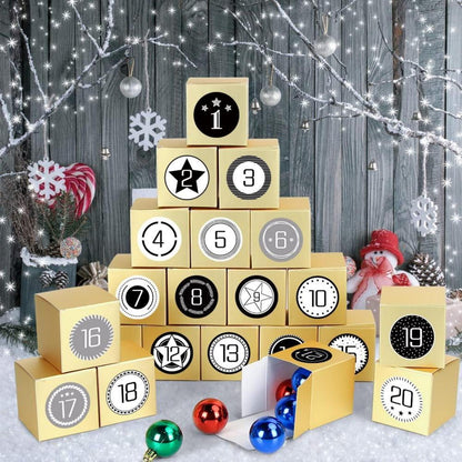 Adventskalender zum Befüllen DIY Geschenkboxen 24 Schachteln Gold