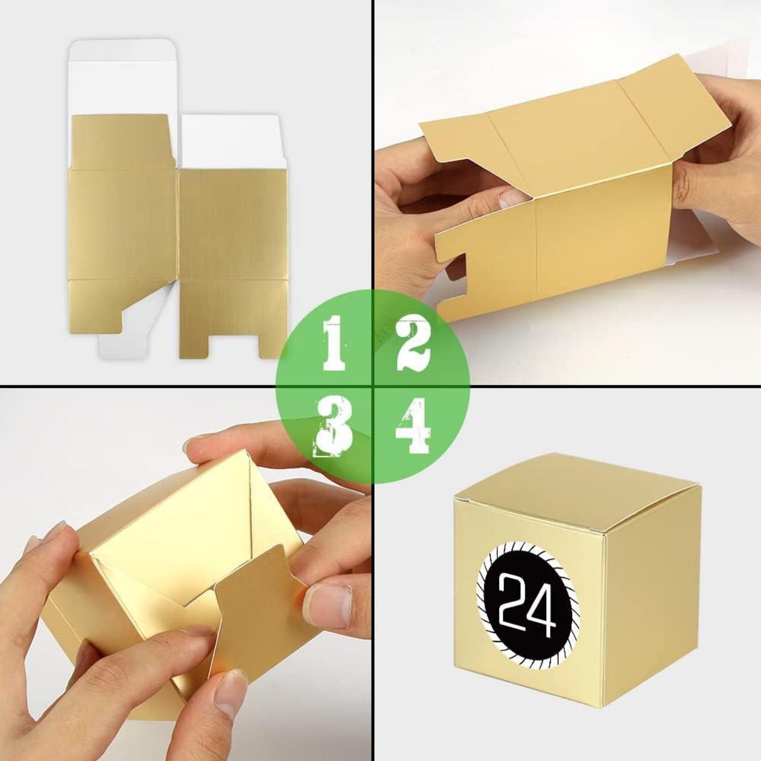Adventskalender zum Befüllen DIY Geschenkboxen 24 Schachteln Gold