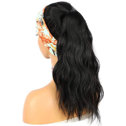 Synthetische Body Wave Stirnband Perücke – Lang, Schwarz, 26 Zoll