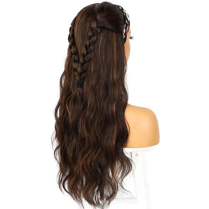 Synthetische Body Wave Stirnband Perücke Braun 26 Zoll
