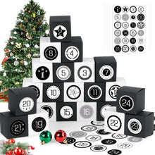 Adventskalender zum Befüllen 24 DIY Geschenkboxen Sterne Schwarz