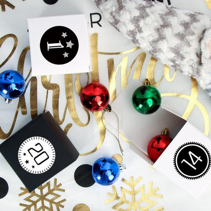 Adventskalender zum Befüllen 24 DIY Geschenkboxen Sterne Schwarz