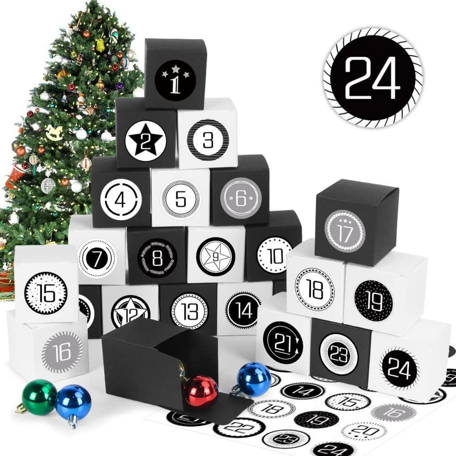 Adventskalender zum Befüllen 24 Schachteln DIY Geschenkboxen Sterne