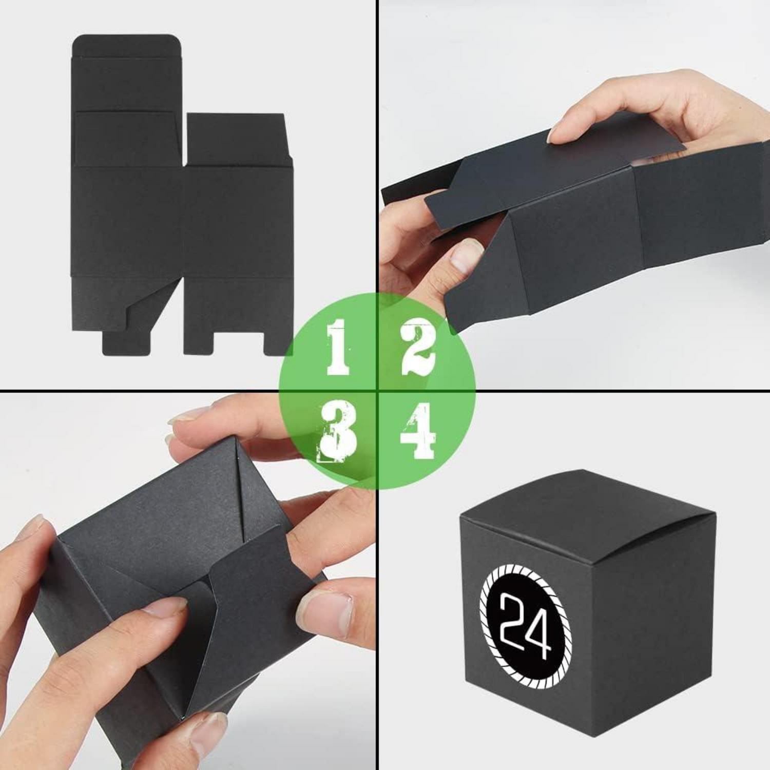 Adventskalender zum Befüllen DIY 24 Schachteln Geschenkboxen Schwarz