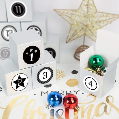 Adventskalender DIY zum Befüllen 24 Schachteln Geschenkboxen Zahlenaufkleber