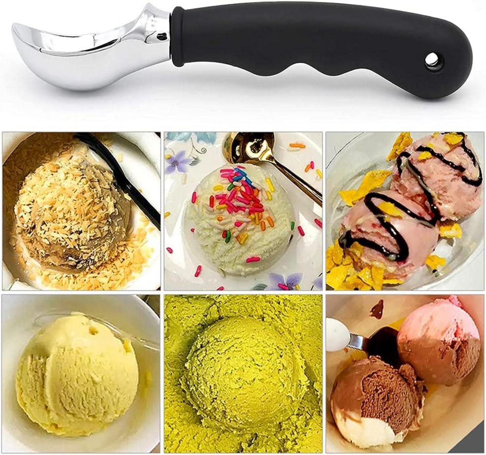 Eisportionierer Edelstahl Antihaftlöffel mit Gummierter Griff