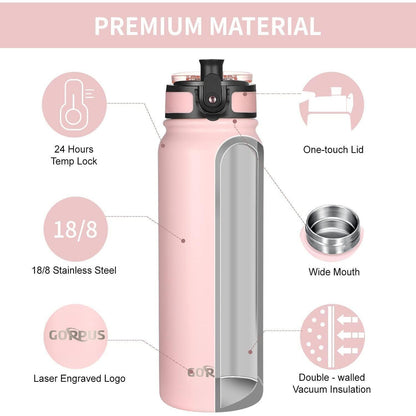 Edelstahl Wasserflasche Sport Thermosflasche 600ml Water