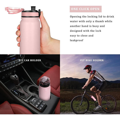 Edelstahl Wasserflasche Sport Thermosflasche 600ml Water