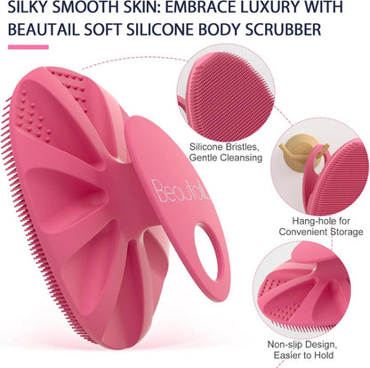 BEAUTAIL Silikon Körperbürste Soft Peeling Badebürste Pink
