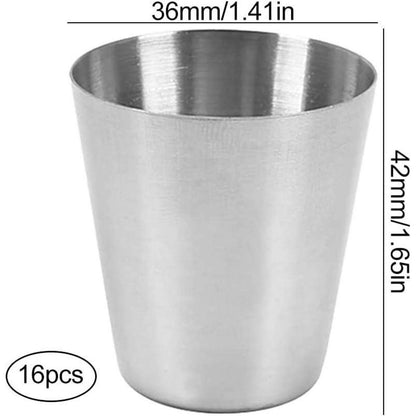 Edelstahl Shot Gläser 16 Stück 30ml Stapelbar Trinkbecher